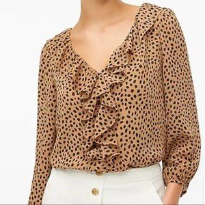 J. Crew Factory Printed V-neck Ruffle Top